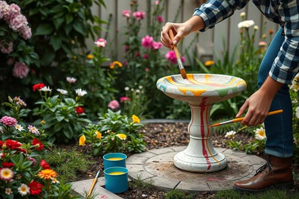 How To Paint A Concrete Bird Bath?