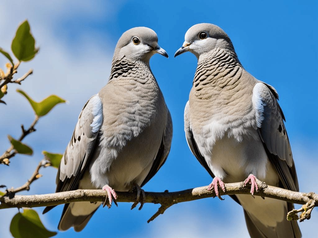 appearance of two grey doves