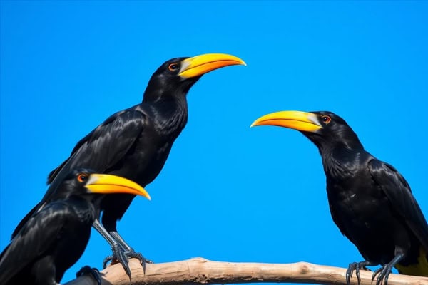 Black Birds With Yellow Beaks