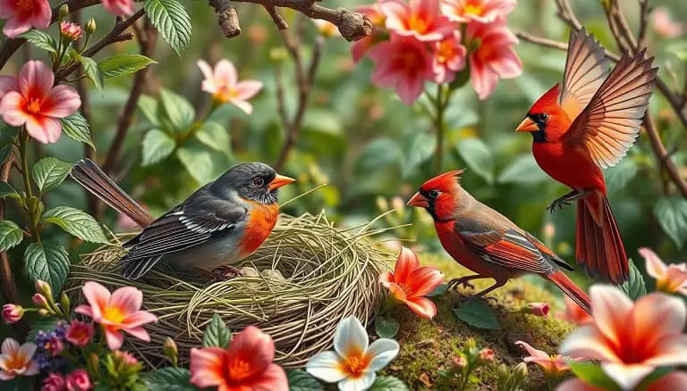 breeding behaviors of robins and cardinals